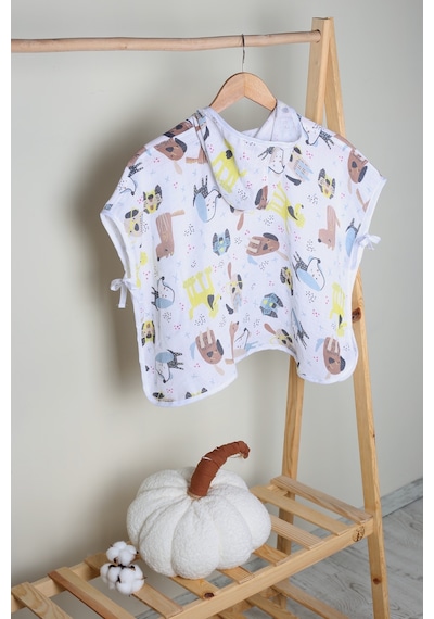 Luckka %100 Pamuk Bebek Çocuk Müslin Panço - Ztpanço 001
