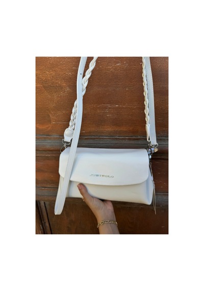 Just Polo Kadın Yeni Sezon Örgü Detaylı Ayarlanabilir Askılı Lüks El Ve Omuz Çantası Ebat : 26 X 14 Cm Beyaz