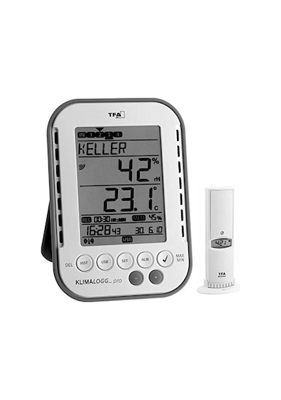 Profesyonel İklim Kaydedici Klimalogg Pro Tfa 30.3039 Dahil. Radyo Vericisi 30.3180 Beyaz