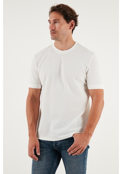 Buratti Streç Pamuklu Slim Fit Sıfır Yaka Erkek T Shirt 5902639 Ekru