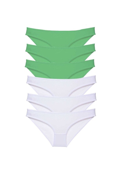 Royaleks 6 adet Eko Set Likralı Kadın Slip Külot Yeşil Beyaz RYL-EKO6027 Beyaz - Yeşil