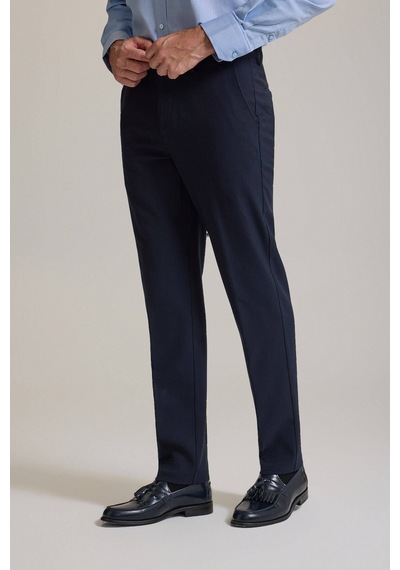 Erkek Lacivert Regular Fit Yan Cepli Kışlık Kanvas Pantolon