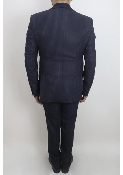 Moda Dmctekstil Erkek Çizgili İtalyan Kesim Dar Kalıp Tek Düğme Yelekli Takım Elbise Lacivert Moda Dmctekstil Erkek Çizgili İtalyan Kesim Dar Kalıp Tek Düğme Yelekli Takım Elbise Lacivert