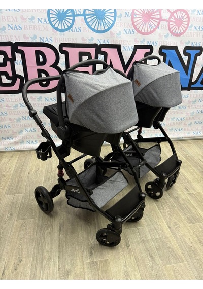Bebemnas İkiz Yanyana Ayrılıp Birleşen Travel Bebek Arabası + 2 Adet Puset Dahil Tam Set