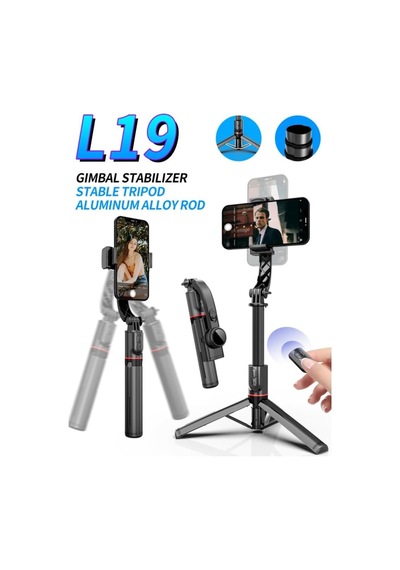 Gimbal Stabilizer Selfie Stick Tripod 2'si 1 Arada Kablosuz Bluetooth Uzaktan Kumandalı, 700mm Ayarlanabilir Yükse