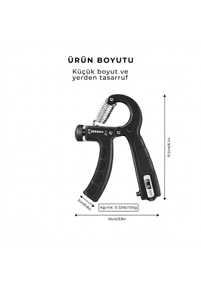 Ayarlanabilir Sayaçlı El Yayı Bilek Ön Kol Kavrama Güçlendirici Siyah