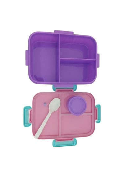 Renkli Desenli Beslenme Kutusu - 830 Ml 3 Bölmeli Çocuk Beslenme Kabı Pp Pembe Diğer
