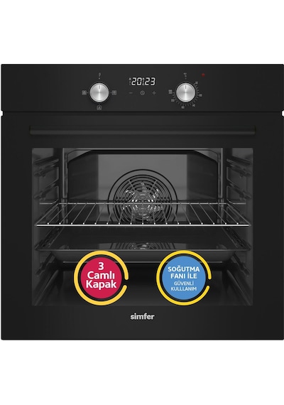 Simfer 4 Fonksiyon Trend Dijital Siyah Power Turbo  3'lü Ankastre Set (Fırın + Ocak + Davlumbaz)