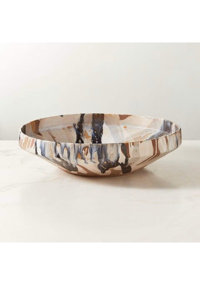 Cb2 Notus Bej Ve Siyah Seramik Dekoratif Kase El Yapımı, Benzersiz Tasarım Dekoratif Tabak & Kaseler Çok Renkli
