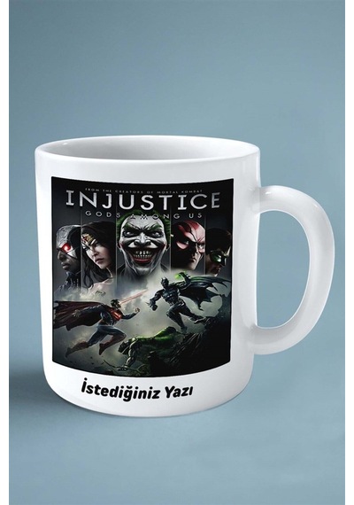 Injustice Oyun Baskılı Kupa Bardak Çift Taraflı Baskı Kişiye Özel Model 4 Çok Renkli