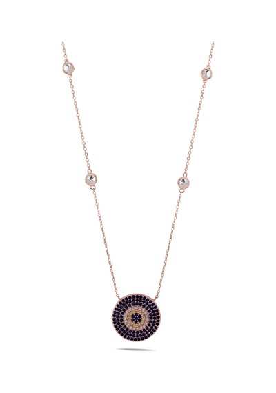 Kuyumcudukkani Zincirli"kenar Taşlı Nazar Boncuklu"kolye-37207-r-m Rose Gold