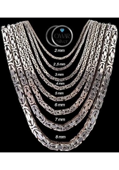 Omar Silver Zincir 925 Ayar 3 Mm Gümüş Erkek Kare Kral Kolye Omar Silver Zincir 925 Ayar 3 Mm Gümüş Erkek Kare Kral Kolye