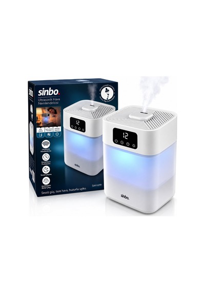 Sinbo Sah-6119 Ultrasonik Hava Nemlendirici 5.5 Lt Gece Lambalı Beyaz