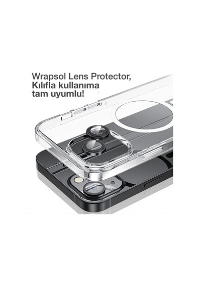 Apple Uyumlu iPhone 15 Plus Siyah Kamera Lens Koruyucu Kolay Uygulama Aparatlı