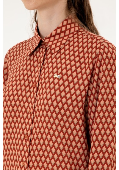 U.s. Polo Assn. Kadın Somon Gömlek Desenli 50317243-vr047 Somon