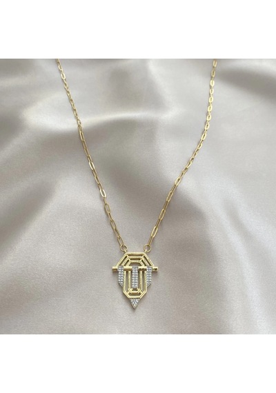 Altın Renk Serenay Leyla Kolye Gold Bijuteri Kolye- 3182 Altın
