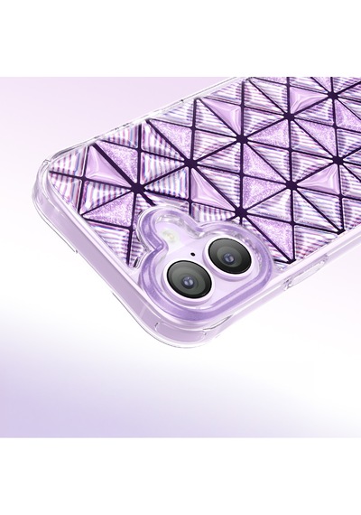 İphone 17 Uyumlu Kılıf 3d Buz Blok Desenli Zore Paris Kairo Tpu Kapak Mor