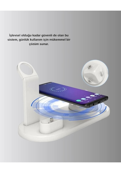 Kablosuz Şarj İstasyonu 4 Ü 1 Arada İphone Watch Ve Airpods Uyumlu Beyaz 72742552