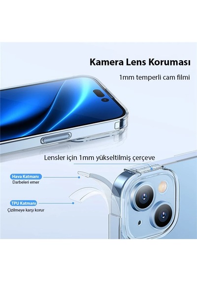 Baseus Simple Case İphone 14 Plus 6.7 Kamera Korumalı İnce Silikon Şeffaf Kılıf- 5775 Mh-hs6524-6430