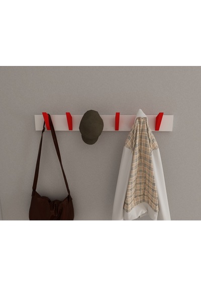 Hepsi3boyutlu Modern Duvar & Kapı Kanca Askılık - 6 Adet Kırmızı Kanca Askılık - Model No : 5 Kırmızı