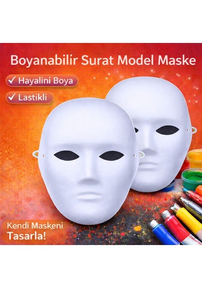 Boyanabilir Surat Model Maske Lastikli Semeglbl - 31 Kendin Tasarla