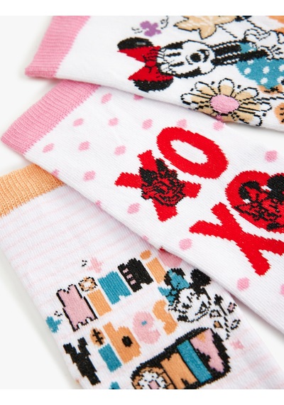 Koton 3'lü Çorap Seti Minnie Mouse Baskılı Lisanslı Multıcolor 5wkg80084aa Mavi