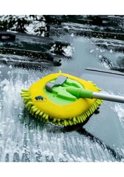Çok Fonksiyonlu 2 In 1 Mikrofiber Araç Yıkama Fırçası Teleskopik Uzun Saplı Mop