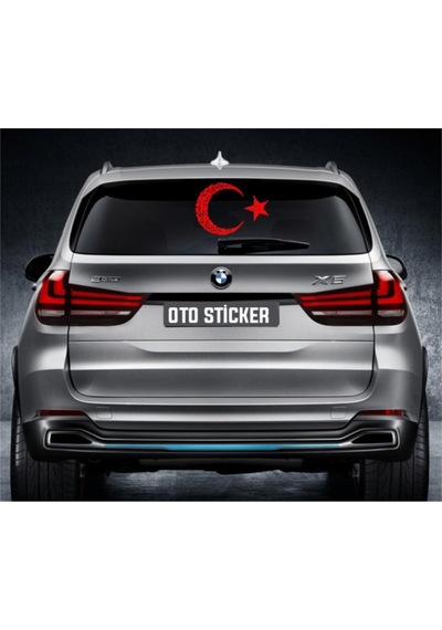 Kelime-i Tevhid, Ay Yıldız Oto Sticker, Araç Sticker, 34cm 24 Cm ,