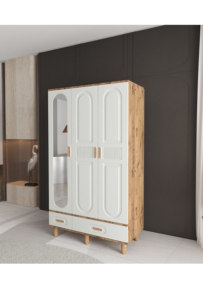 Dova 3 Kapaklı Çekmeceli Gardırop - Tamamı Mdf Aytaşı