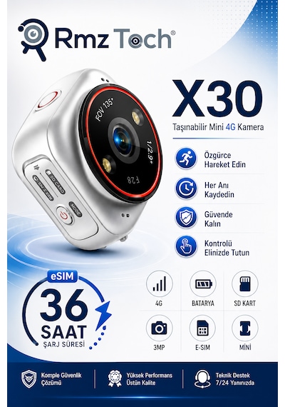 X30 4g Sım Kartlı Mini Güvenlik Kamerası Esım Destekli Taşınabilir Ip Kamera 36 Saat Bataryalı Uzaktan İzleme