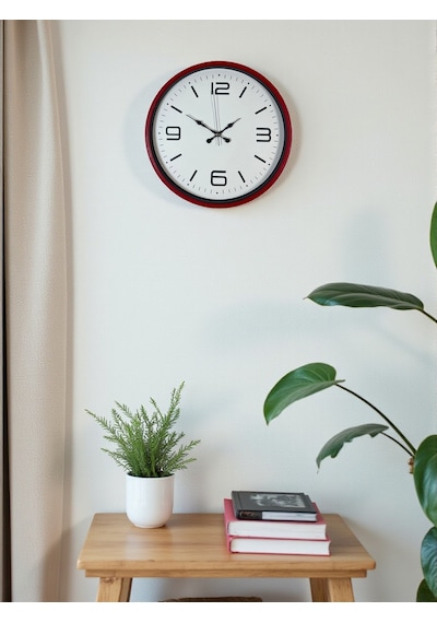 36 Cm Kırmızı Modern Dekoratif Duvar Saati Çok Renkli