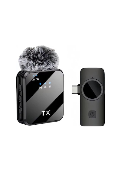 Kablosuz Yaka Mikrofonu Tekli Mikrofon İphone 15 16 17 İle Uyumlu Type-c Portlu Telefon Pc Tabl