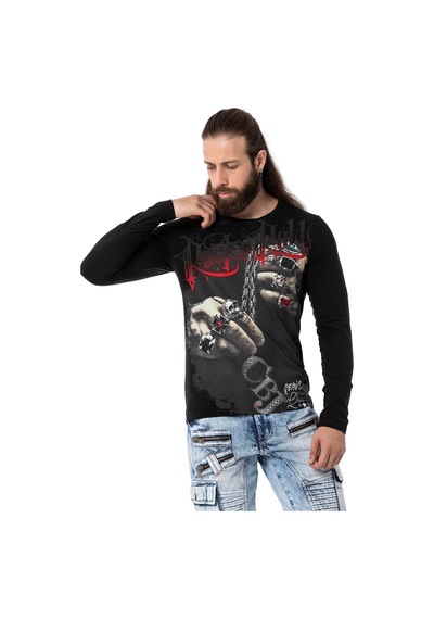 Cipo & Baxx Cl511 Erkek Sweatshirt Günlük Rahat Kalıp Bisiklet Yaka Spor Basic Siyah