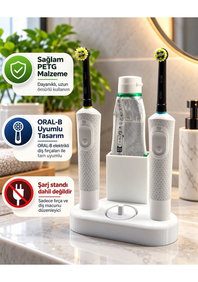 Oral-b Uyumlu Şarjlı Diş Fırçası Tutucu Stand Zyndo Beyaz