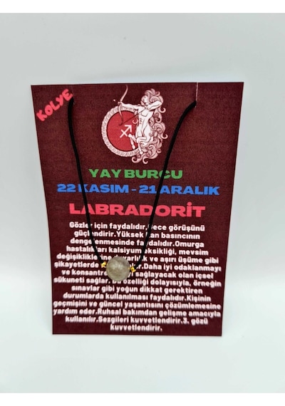 Sertifikalı Yay Burcu Labradorit Taşı Doğal Taş Kolye Çok REnkli