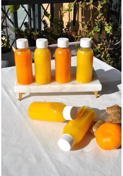 6 Adet Beyaz Sızdırmaz Kapaklı 100 Ml Plastik Ginger Shot Şişe Detoks Şat Şişesi Detox Diğer