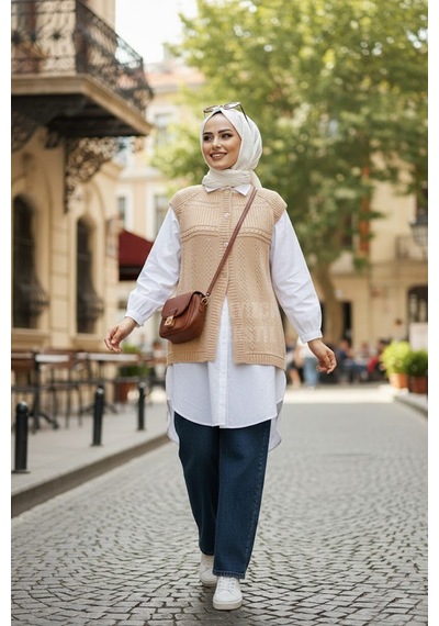 Çeyizlik Simli Robalı Yelek Düğmeli, Uçan Yelek Modeli Çeyizlik Yelek Somon
