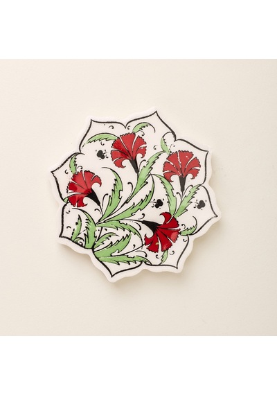 Yıldız Bardak Altlğı - Yeşil / Kırmızı - 11 Cm Çok Renkli
