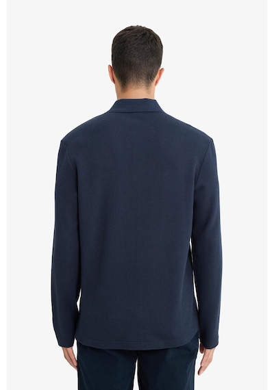 Defacto %100 Pamuk Regular Fit Polo Yaka Düğmeli Dokulu Sweatshirt E9627ax25aunv64 Lacivert
