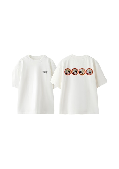 Thewert The Beatles Wallpaper Tasarım Sırt Baskılı Pamuk Beyaz Oversize T-shirt