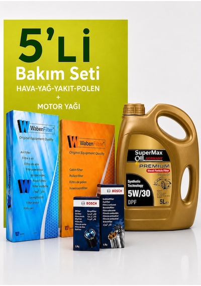 Bosch-waben Mitsubishi Asx 1.6 Dizel Filtre Bakım Seti-supermax Oil 5w30 5 Lt 2015-2018 4 Lü