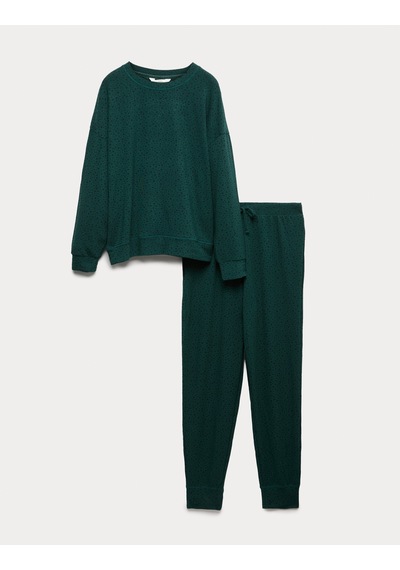 Marks & Spencer Flexifit Yıldız Baskılı Pijama Takımı T37002235J Yeşil