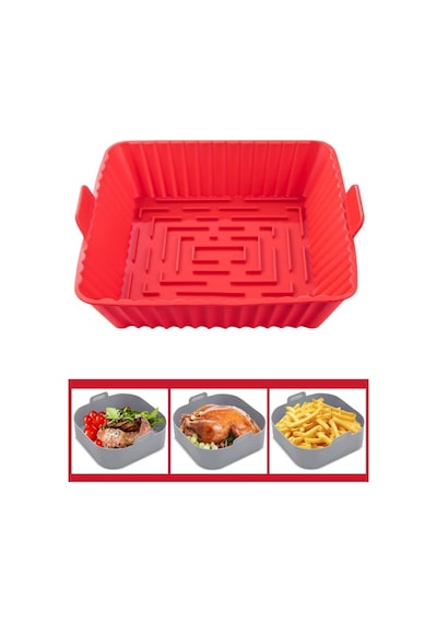 Onikiden Yanmaz Yapışmaz Airfryer Silikon Kare Pişirme Kabı Sl101 - Hava Fritözlerle Uyumlu 20x20cm 001