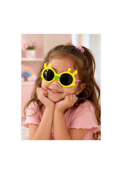 Kalp Detaylı Çoçuk Güneş Gözlüğü Sarı - 902061496 Pembe