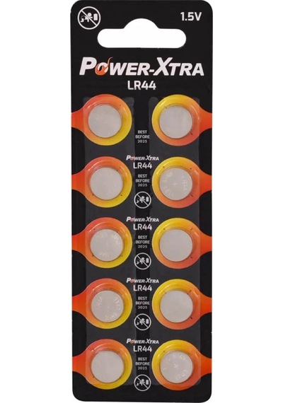Power-xtra Lr44 1.5v Alkalin Pil 1.5v Lr44 Düğme Pil 10'lu Kart Paket