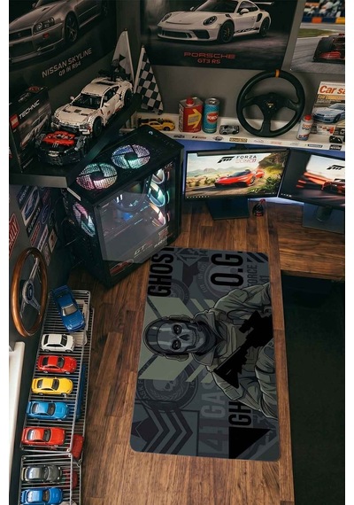 Ghost Call Of Duty Askeri Tasarım 40x90 Cm Oyuncu Mousepad Kaymaz Taban Büyük Boy Siyah