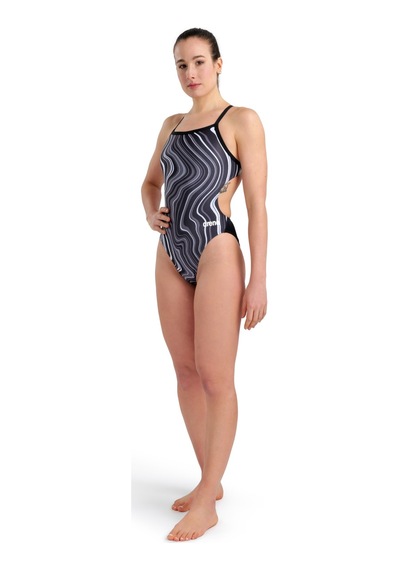 ARENA BAYAN YÜZÜCÜ MAYOSU WOMEN'S SWIMSUIT CHALLENGE BACK MARBLED 005562550 Beyaz - Siyah
