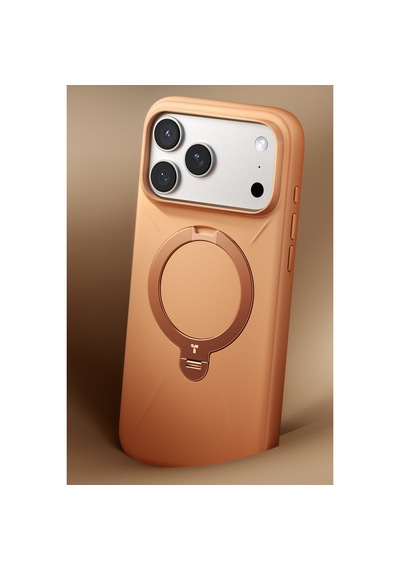 Torras Apple iPhone 17 Pro / 18 Pro Uyumlu O Stand Spin Silicone Serisi Magsafe Kılıf Turuncu