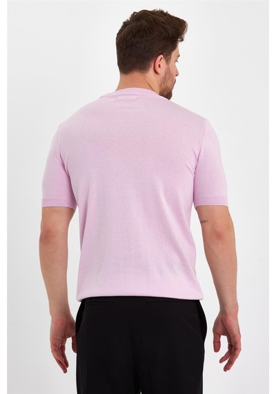 Cool Tarz Pembe Erkek Yarım Balıkçı Düz Triko T-shirt-trz19129r11s Pembe Pembe