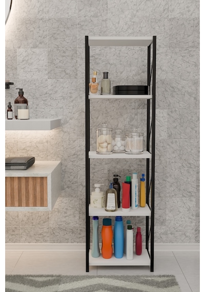 Orno 5 Raflı Banyo Dolabı Banyo Rafı Çok Amaçlı Banyo Rafı-beyaz Beyaz
